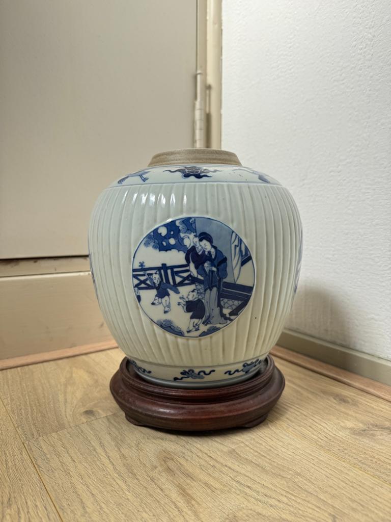 Grote zware Chinese blauw witte pot, Ophalen of Verzenden