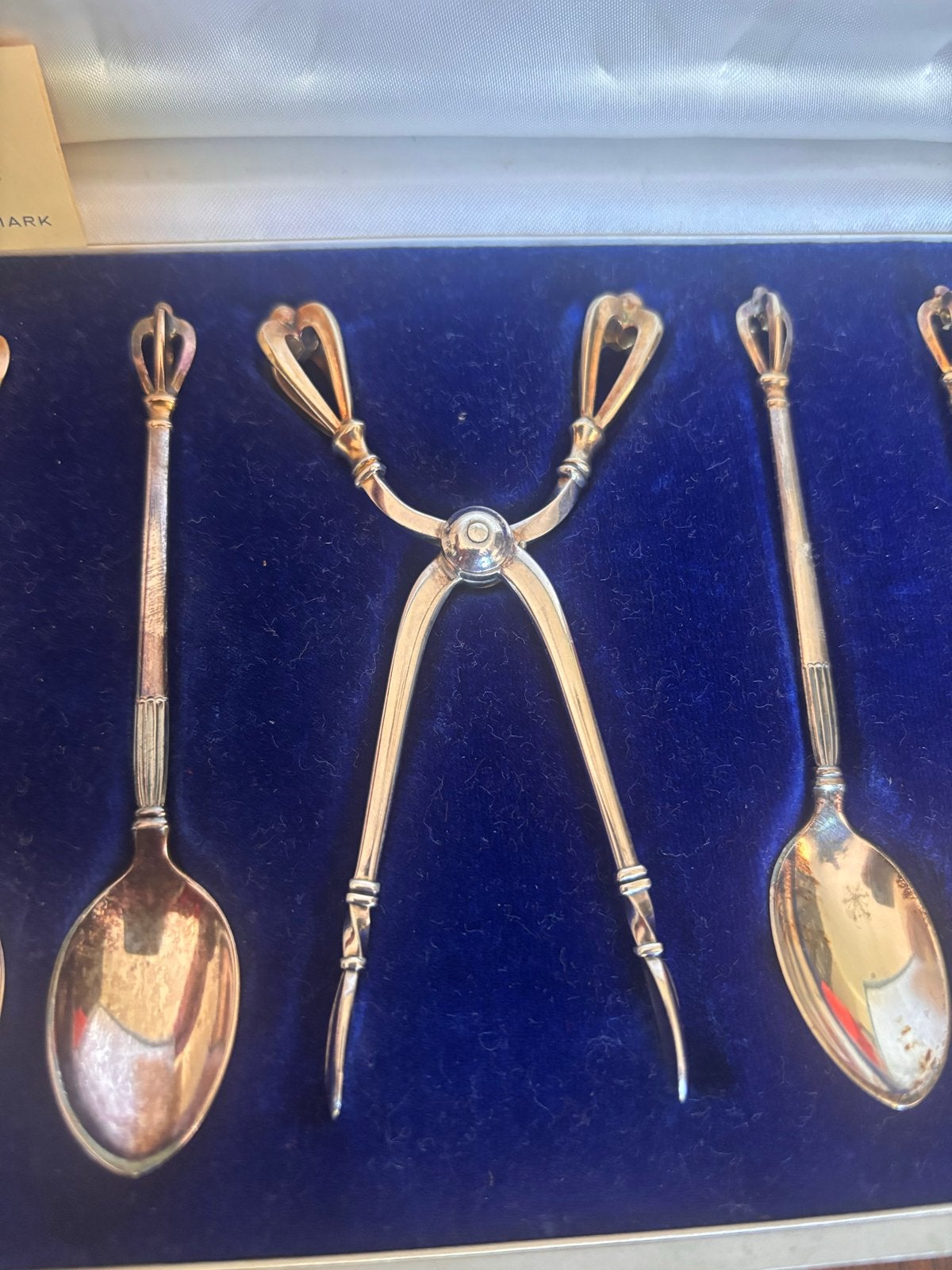 W & S Sterling Zilveren Lepelset met Suikertang in Doos, Antiek en Kunst, Antiek | Goud en Zilver, Ophalen of Verzenden, Zilver