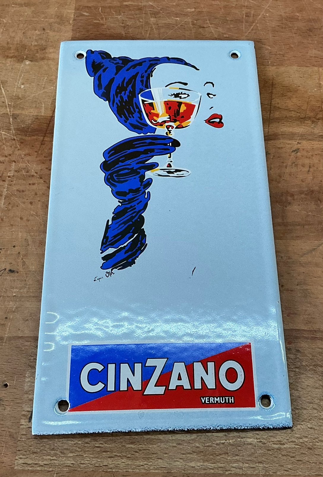 Emaille deurpostje CINZANO, Verzamelen, Ophalen of Verzenden, Gebruikt, Reclamebord