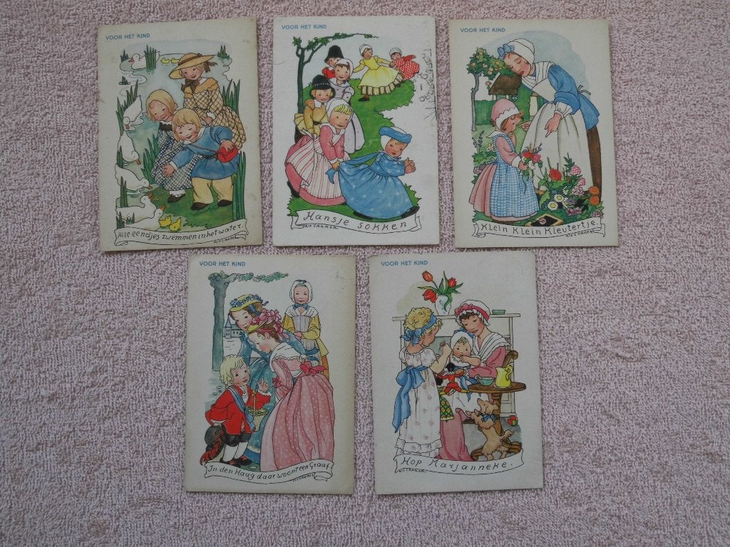 5 Oude Ansichtkaarten 'Voor het Kind' - Jaren '40-'60, Ophalen of Verzenden, 1940 tot 1960, Gelopen, Kinderen