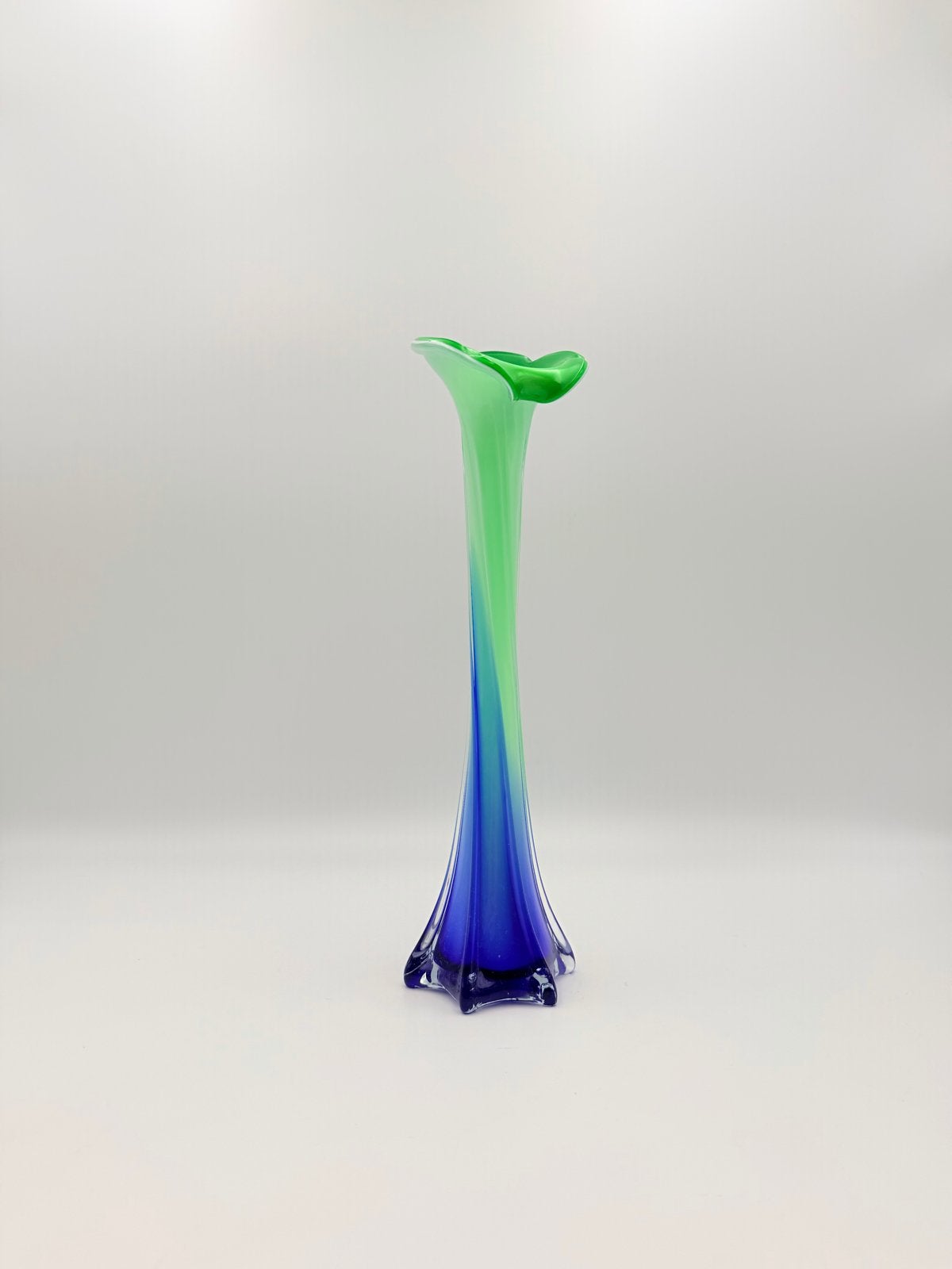 Vintage Murano Pop Art Vaas - Groen/Blauw - 35 cm, Ophalen of Verzenden
