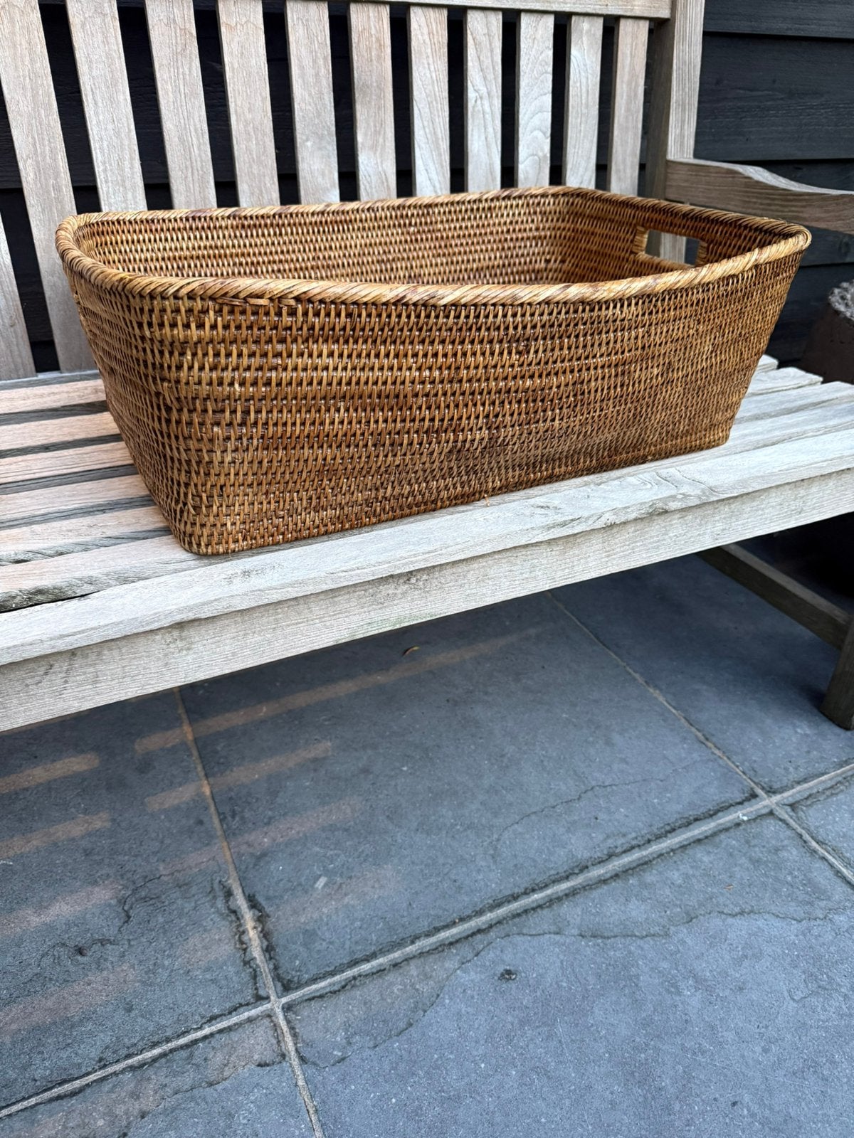 Rotan mand en dienblad set - Handgemaakt en gevlochten, Ophalen of Verzenden, Zo goed als nieuw