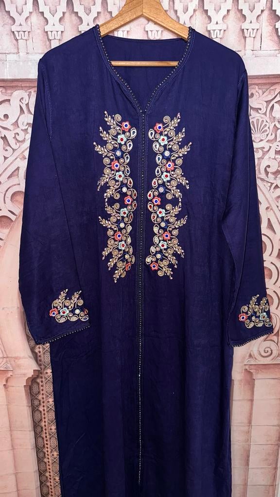 Marokkaanse Caftan - Mlifa Stof, Handgemaakt, Maat 38/40, Paars, Zo goed als nieuw, Onder de knie, Ophalen