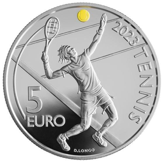 5 euro San Marino 2023 - Tennis (Proof), Postzegels en Munten, Munten | Europa | Euromunten, Setje, Ophalen of Verzenden, 5 euro