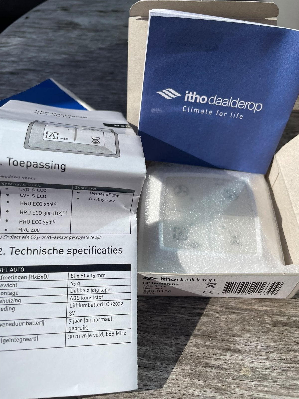 Itho Daalderop RFT Auto CO2/RV Sensor - Nieuw in doos, Ophalen of Verzenden, Nieuw, Ventilator en Afzuiger