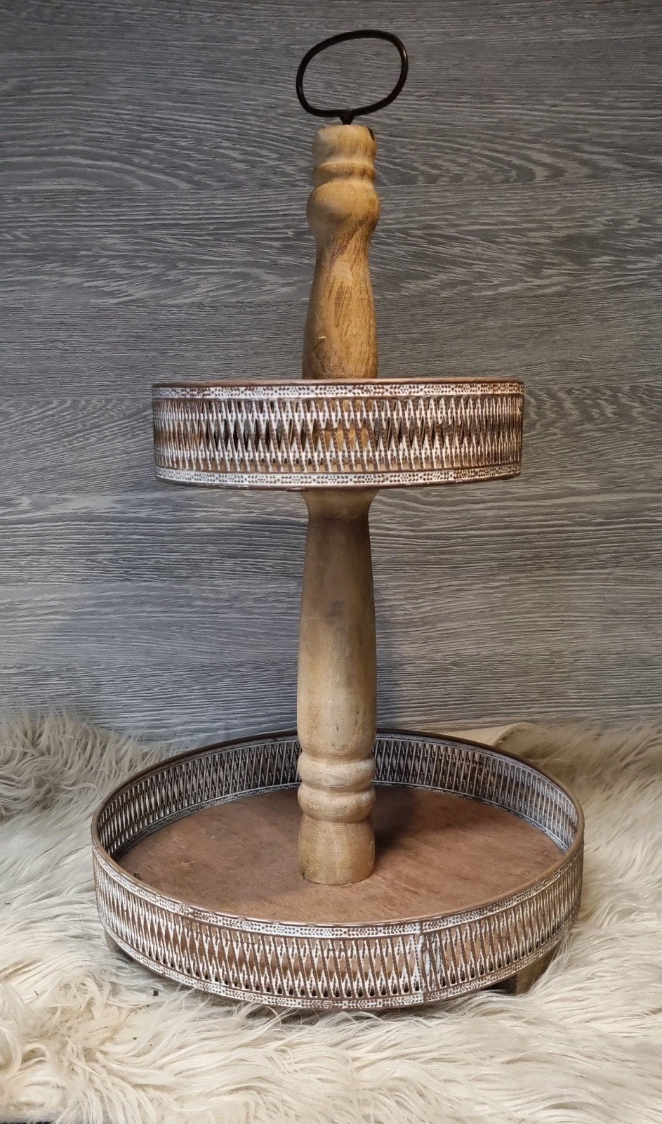 Etagère 46cm - Hout en Metaal - brocante Landelijke Stijl, Huis en Inrichting, Hout, Gebruikt, Ophalen of Verzenden, Landelijk