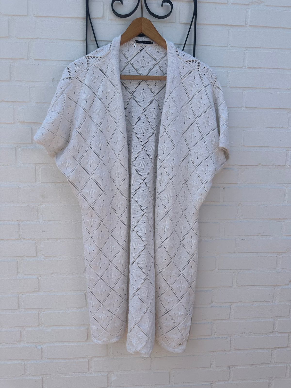 Wit gehaakt/gebreid lang vest Studio Anneloes Maat M, Ophalen of Verzenden, Gedragen, Maat 38/40 (M), Wit