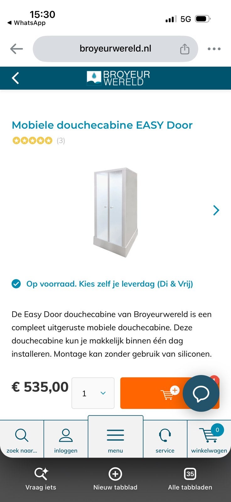 Douchecabine, Ophalen, Gebruikt, Douche