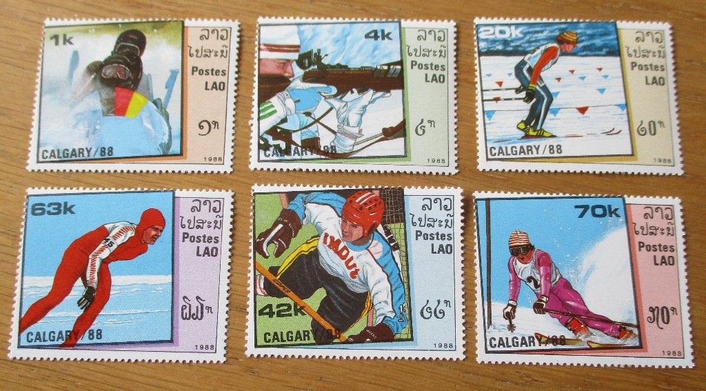 Laos, serie Olympische Winterspelen 1988, Verzenden, Postfris, Sport