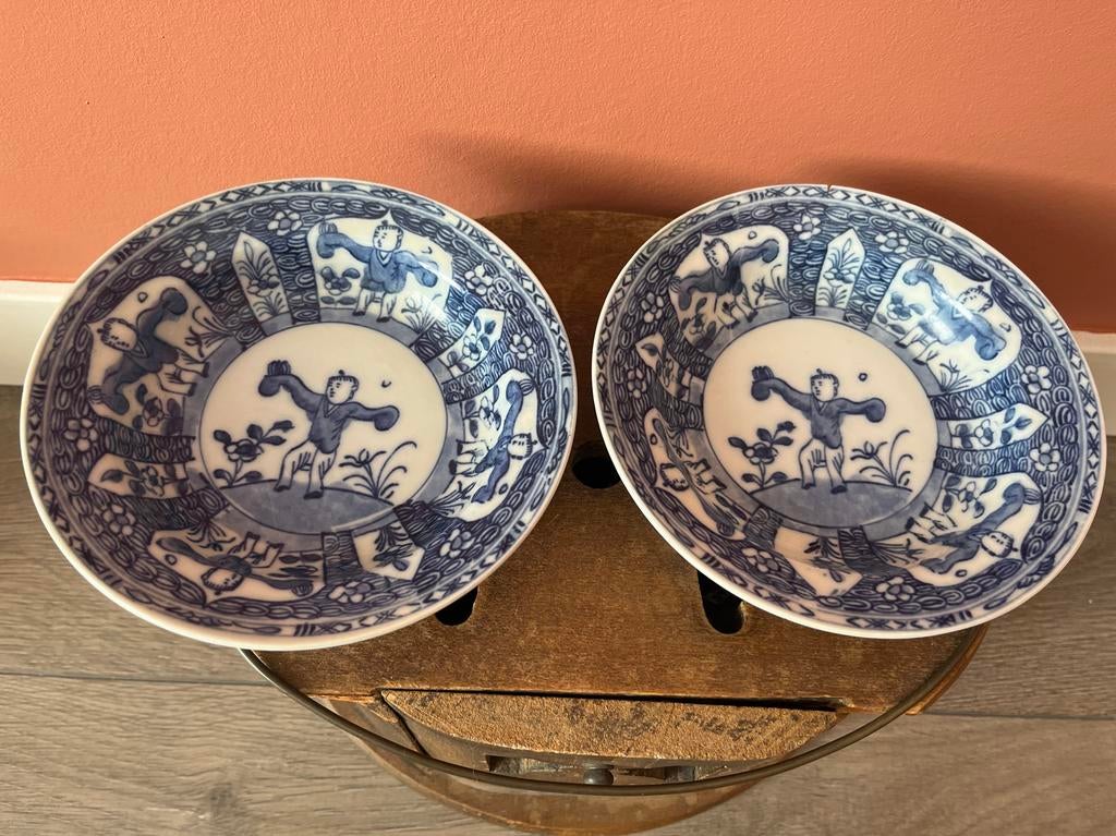 Set van 2 Blauw-Witte Kommen met Oosters Decor, Ophalen of Verzenden