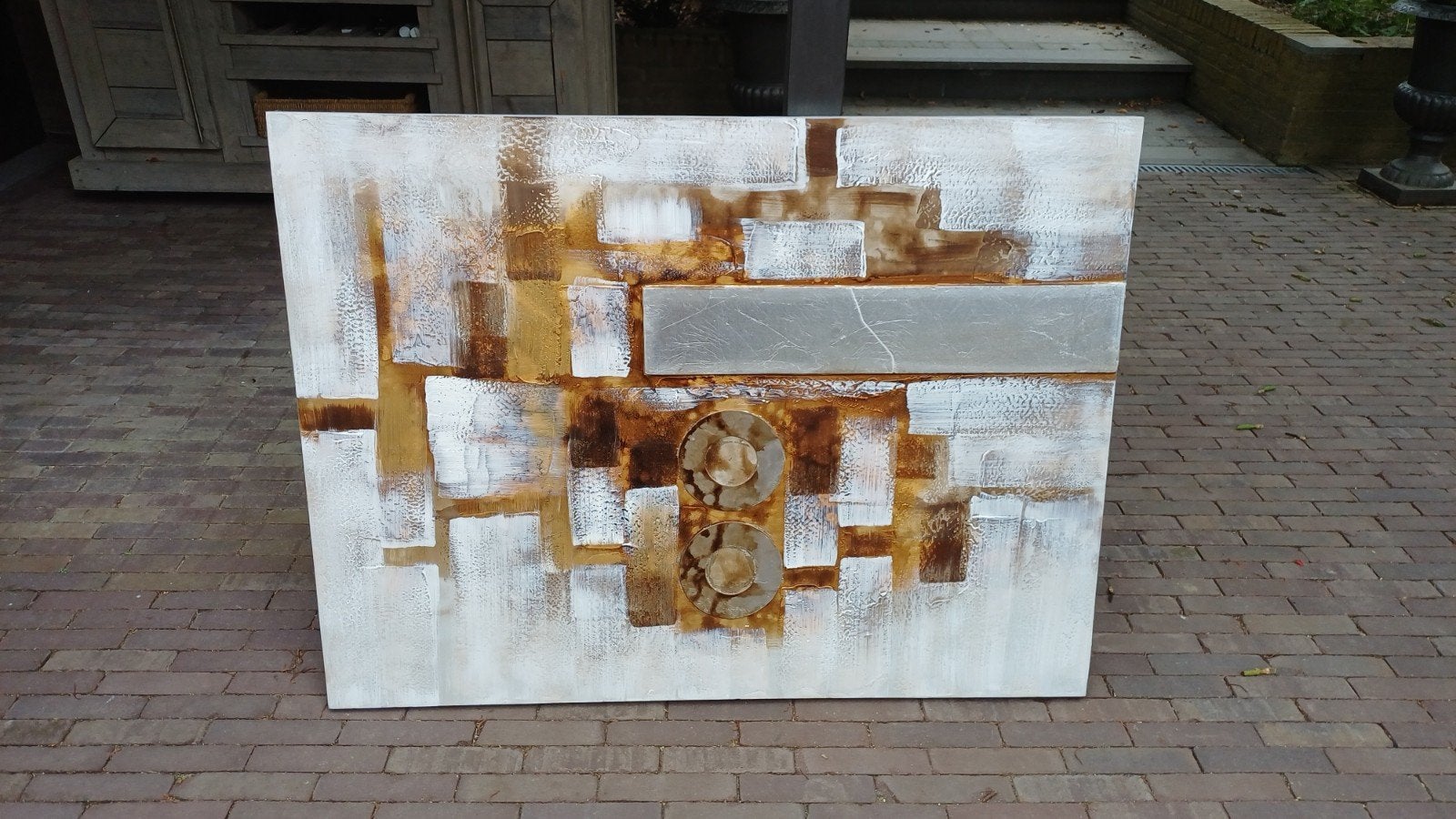 Modern Abstract Industrieel Schilderij 120x90 cm, Antiek en Kunst, Ophalen of Verzenden