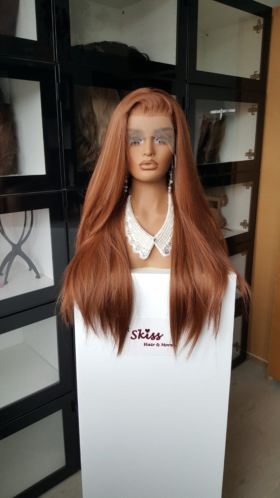 Luxe Lace Pruik: Rood Bruin / RoestBruin - Stijl - 75cm, Ophalen of Verzenden, Nieuw, Pruik of Haarverlenging