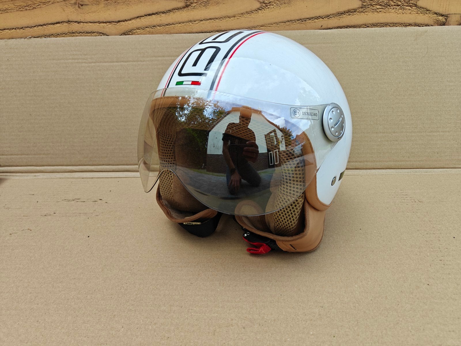 Beon Design Scooterhelm - Wit (Maat S), Fietsen en Brommers, Brommerhelmen, Ophalen, Gebruikt, Small, Beon Design