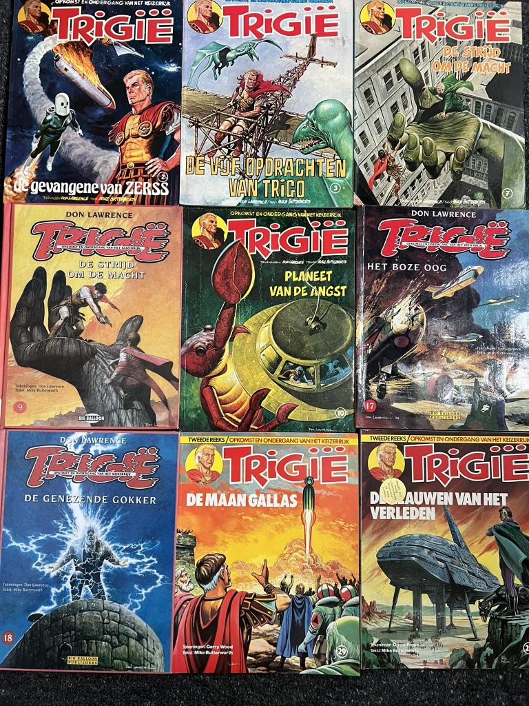 Stripboeken Trigië, Gelezen, Ophalen of Verzenden, Don Lawrence, Meerdere stripboeken