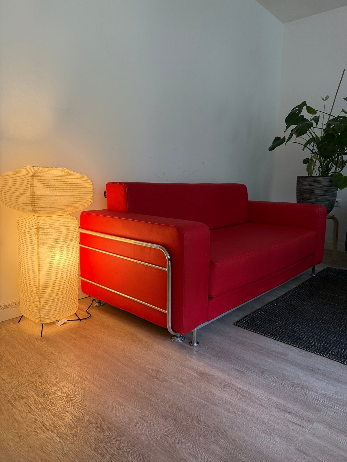 Red leather sleeping couch SOFTLINE, Ophalen, Zo goed als nieuw, 75 tot 100 cm, Tweepersoons