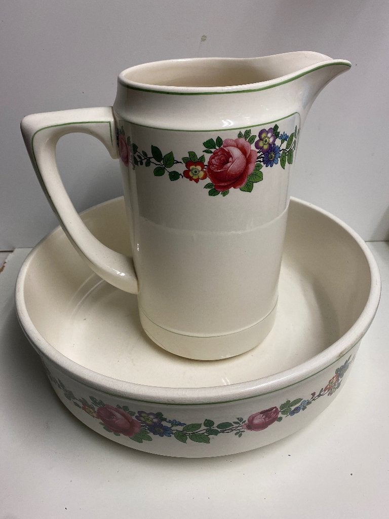 Antieke Wasstel: Villeroy & Boch Kom met Bloemmotief, Ophalen of Verzenden