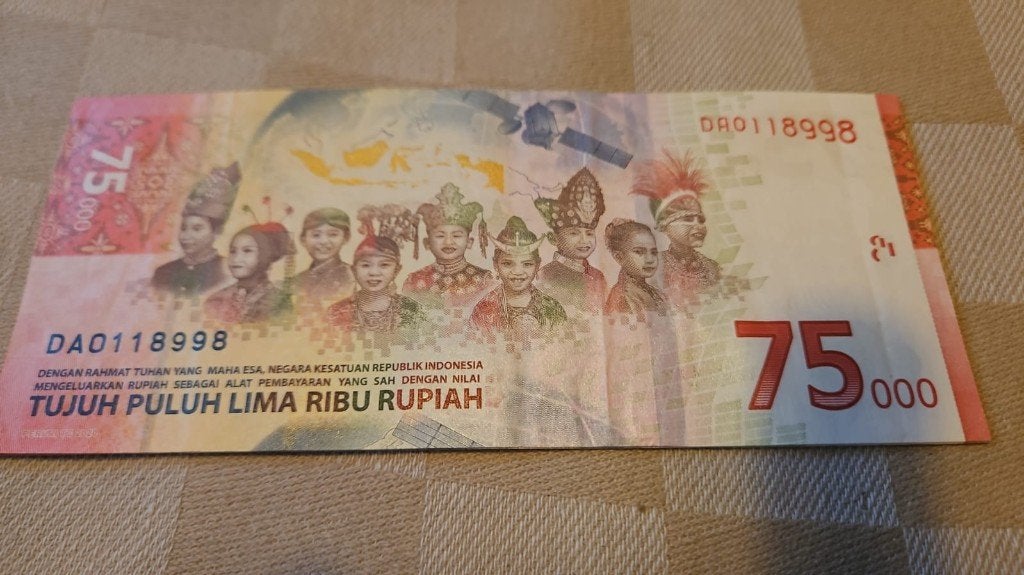 bank biljet azie Indonesie 75000 Rupiah 75 jr onafhankelijk, Ophalen of Verzenden, Zuidoost-Azië, Los biljet