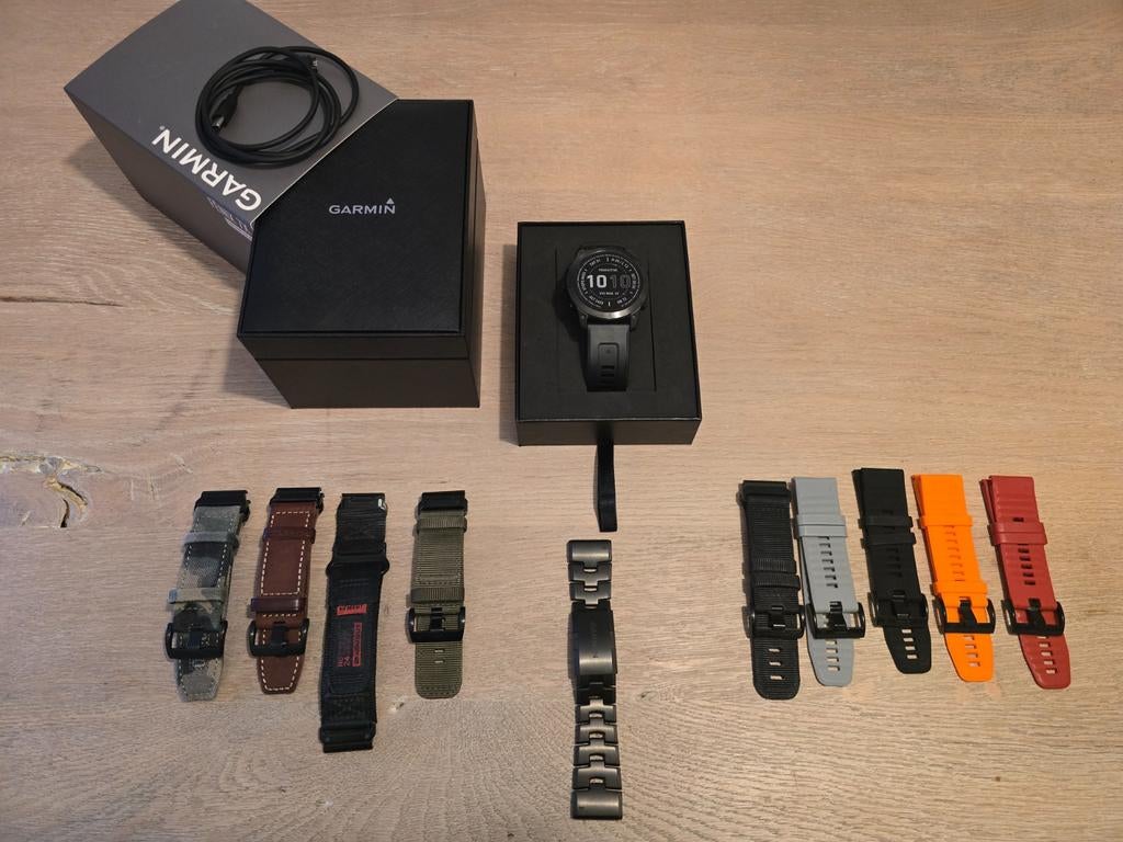 Garmin Fenix 7X Sapphire Solar Carbon Gray DLC (51mm), Sieraden, Tassen en Uiterlijk, Smartwatches, Ophalen, Zo goed als nieuw