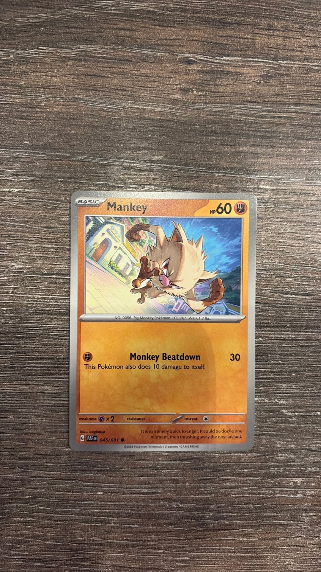 PAF Mankey 045/091, Hobby en Vrije tijd, Verzamelkaartspellen | Pokémon, Ophalen of Verzenden, Zo goed als nieuw