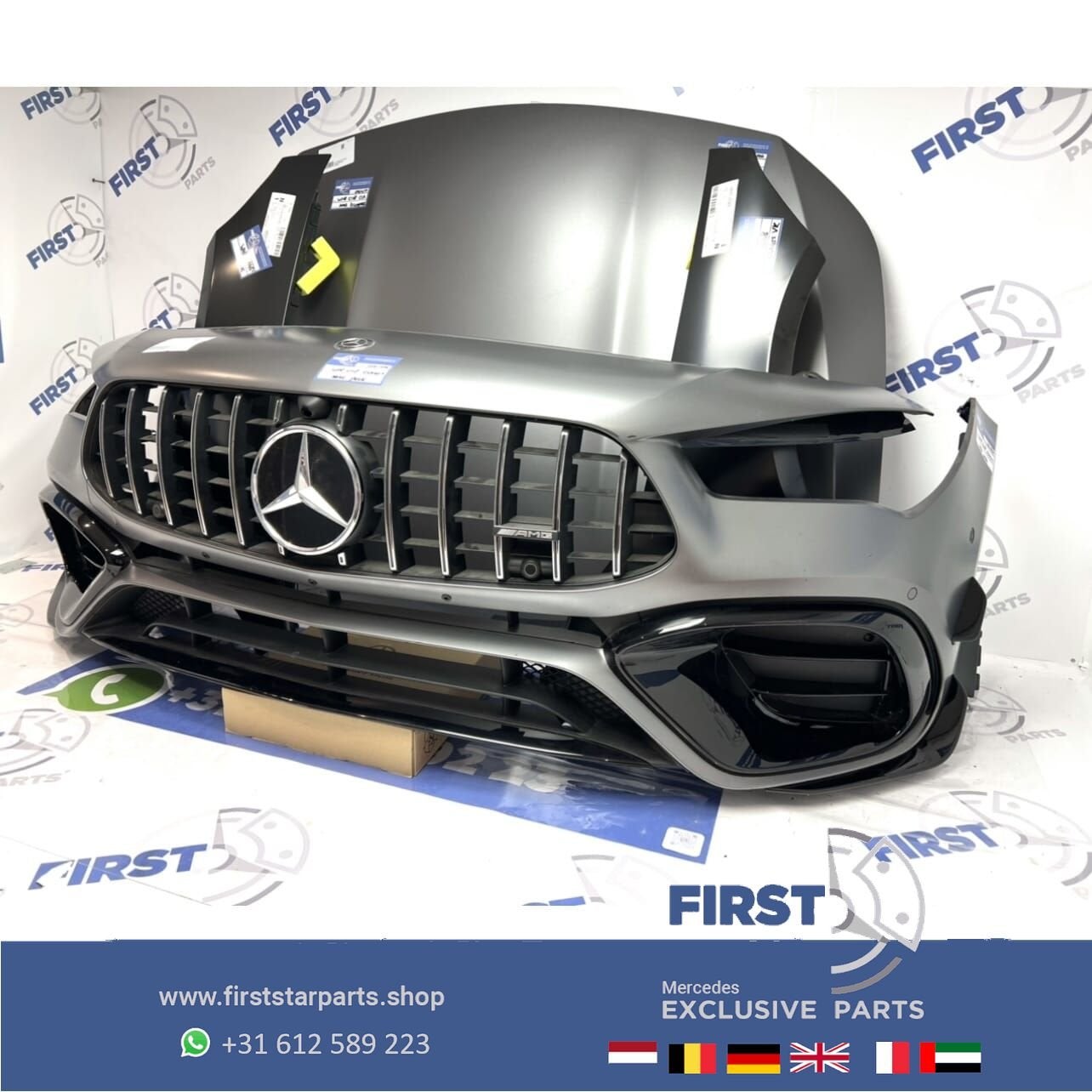 W118 CLA45 CLA45S AMG VOORKOP MAT GRIJS 2019-2023 origineel, Gebruikt, -, Voor, Ophalen of Verzenden