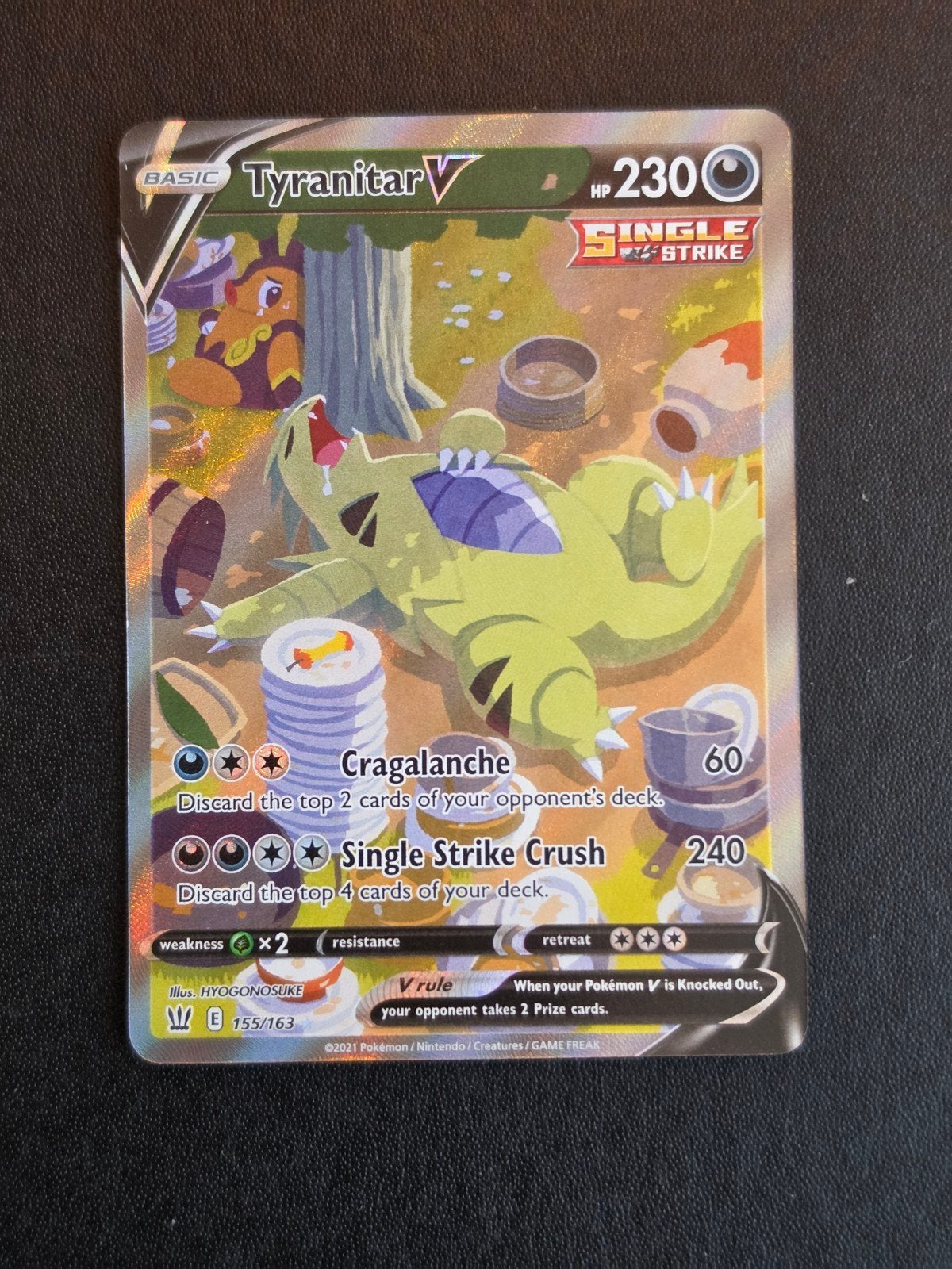 Tyranitar V (BST 155/163) Pokémon Kaart, Ophalen of Verzenden, Zo goed als nieuw, Losse kaart, Foil
