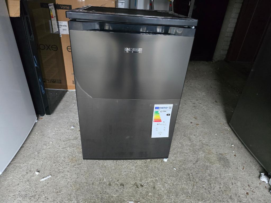 Nieuwe zuinige antraciet rvs koelkast met vriesvak 85x55 cm, 85 tot 120 cm, 100 tot 150 liter, Met aparte vriezer, Nieuw