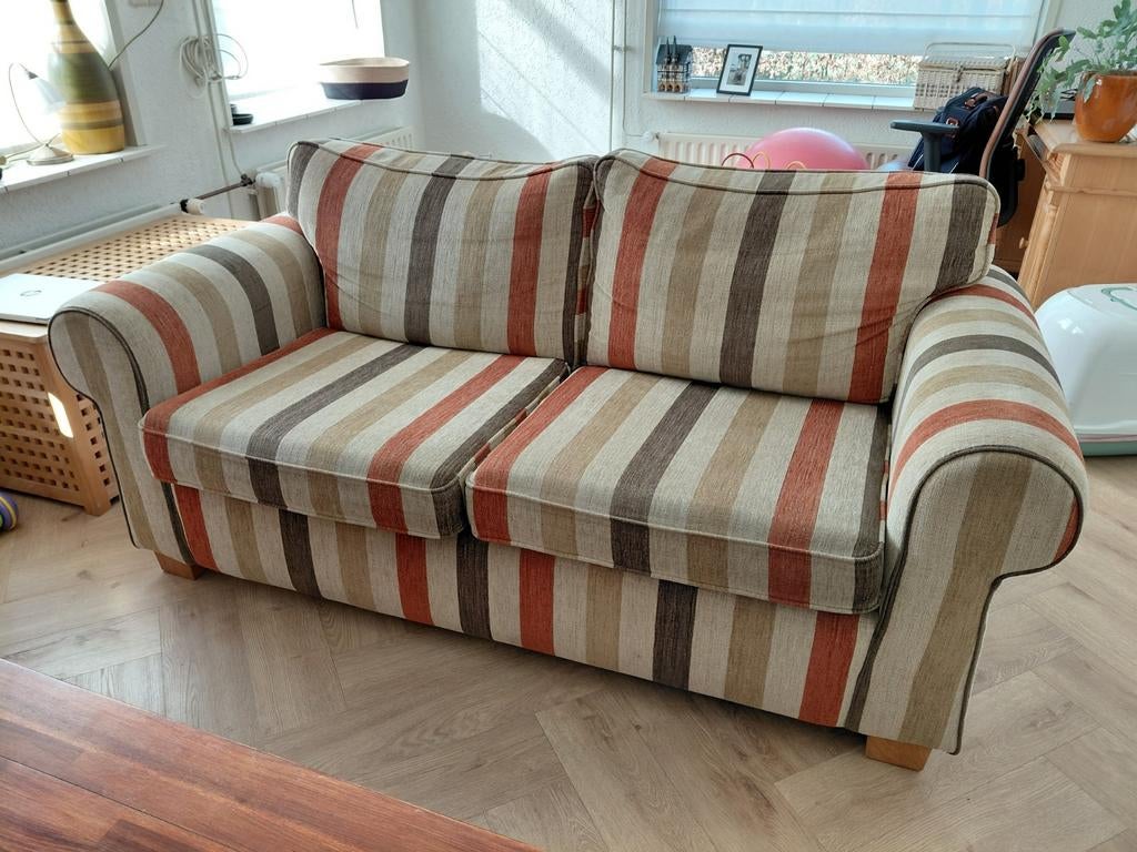Ruime tweezits bank, gestreept, Ophalen, Gebruikt, 150 tot 200 cm, Tweepersoons