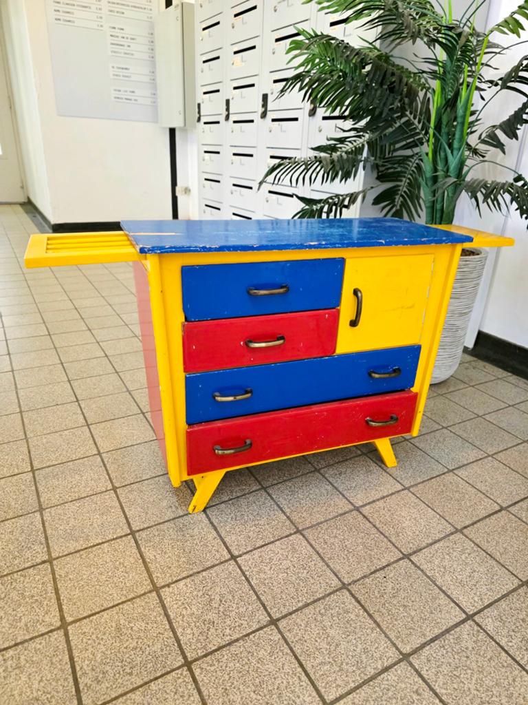 7780 -Vintage Mid-Century "Mondrian Style" Children's Table, Ophalen of Verzenden