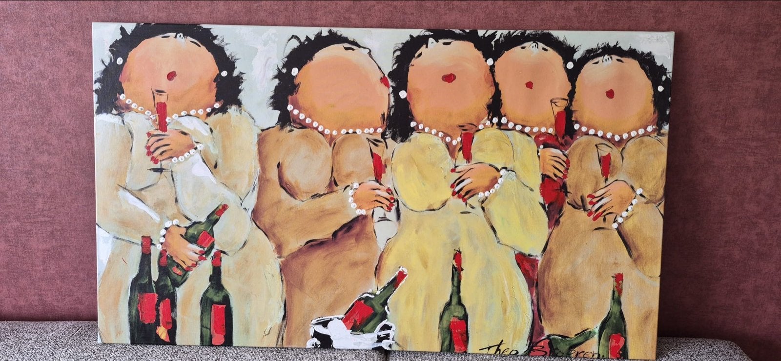 Vrolijk schilderij/ giclée “Dress to” - Theo Broeren, Ophalen, Gesigneerd, Textiel, Figuren