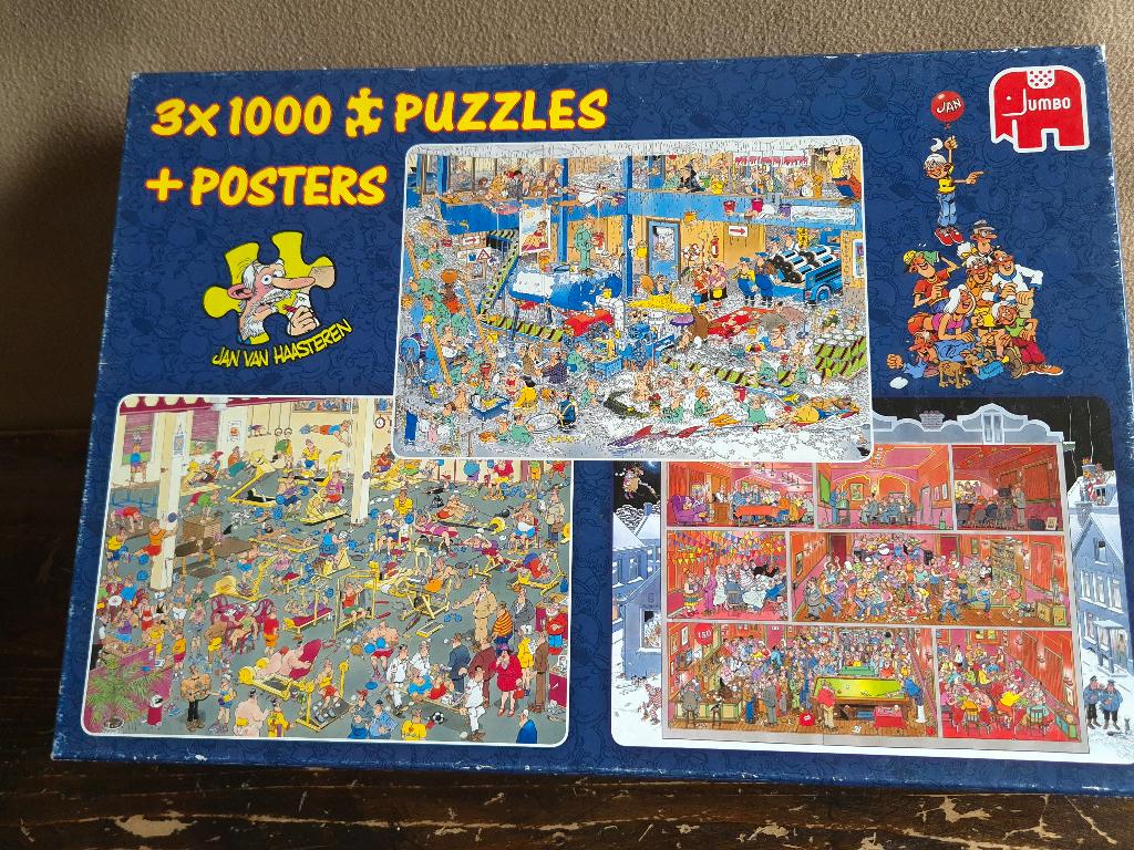 Jan van Haasteren 3 x 1000, Ophalen, 500 t/m 1500 stukjes, Zo goed als nieuw, Legpuzzel
