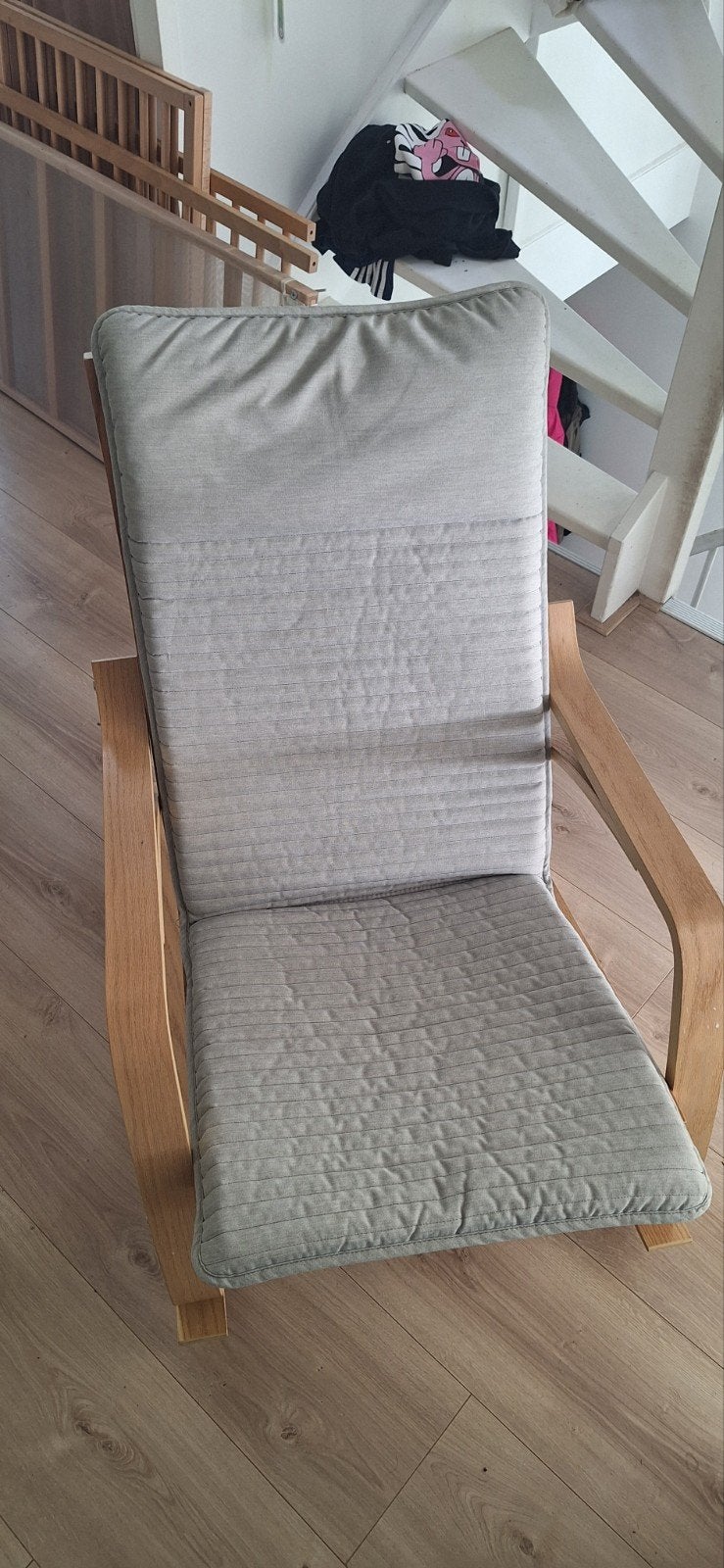 IKEA POÄNG Schommelstoel, wit gelazuurd eikenfineer, Ophalen