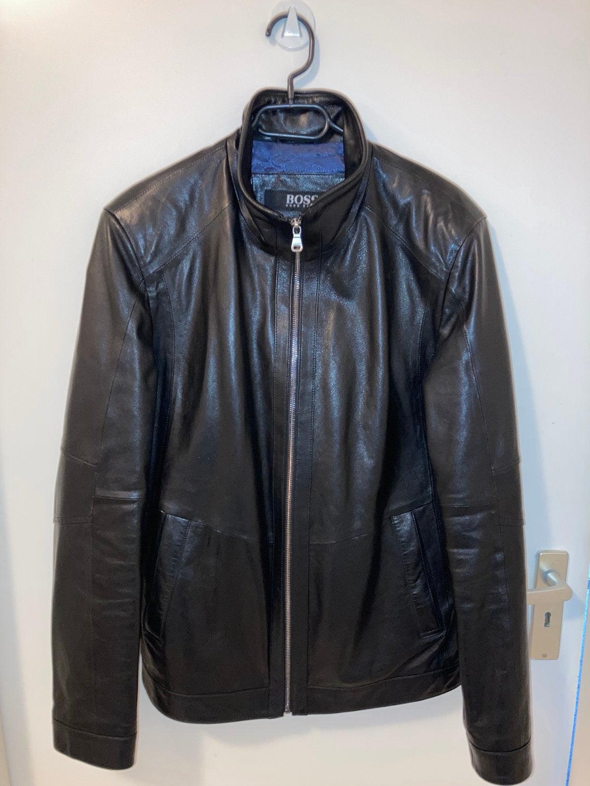 Hugo Boss Modern Leren Motorjas - Heren Maat S, Ophalen of Verzenden, Zo goed als nieuw, Maat 46 (S) of kleiner, Zwart