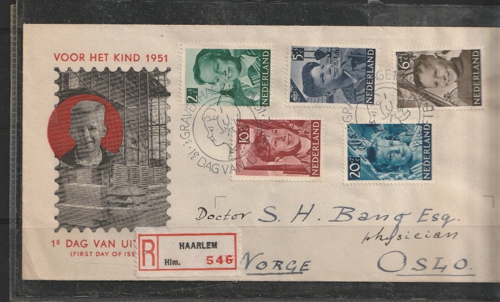 E6  1951  FDC met kinderzegels, Ophalen of Verzenden, Na 1940, Gestempeld
