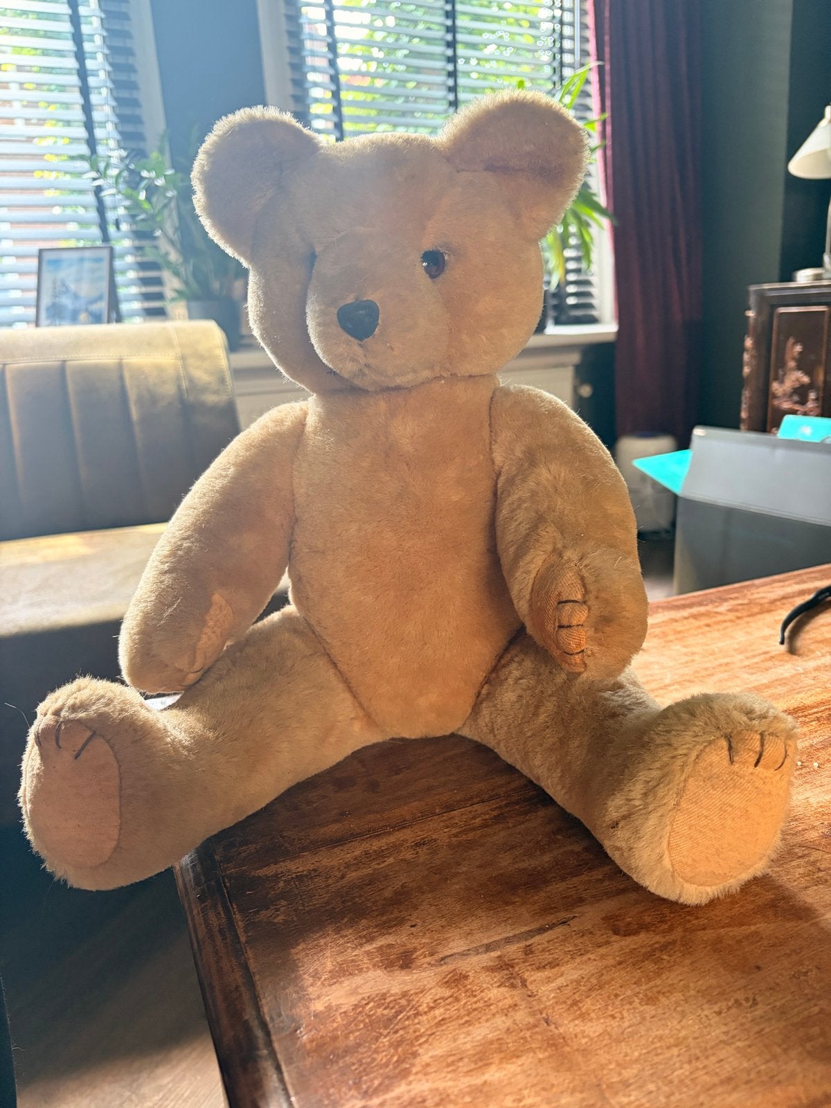 Grote bruine teddybeer - vintage, Overige karakters, Beer, Ophalen of Verzenden, Zo goed als nieuw