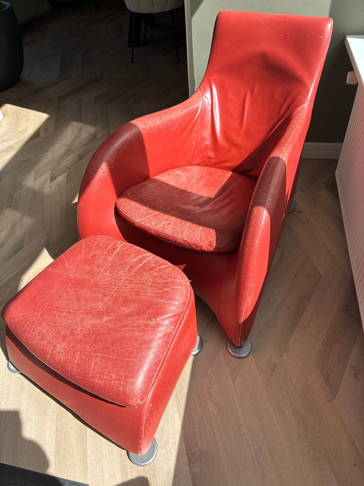 Fauteuil Loge - Gerard vd Berg - Opknapper, technisch oké, Ophalen, Gebruikt, 50 tot 75 cm, Leer