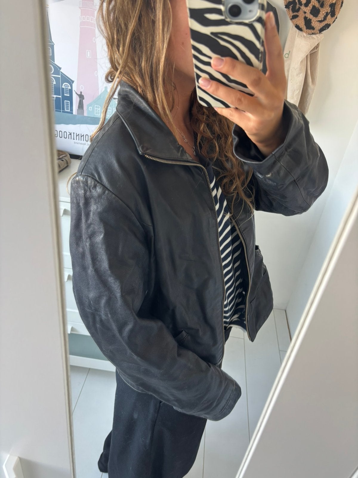 Leren jas dames, Ophalen of Verzenden, Gedragen, Zwart