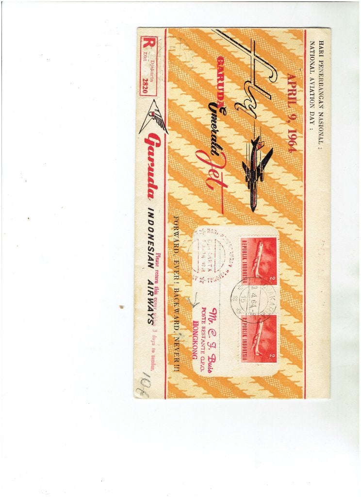Indonesie 2 luchtpostenveloppen 1964 en 1967, Verzenden, Gestempeld, Zuidoost-Azië