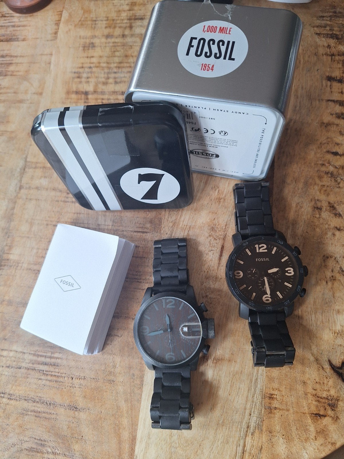 Fossil horloges met dozen en boekjes, Ophalen, Staal, Overige merken