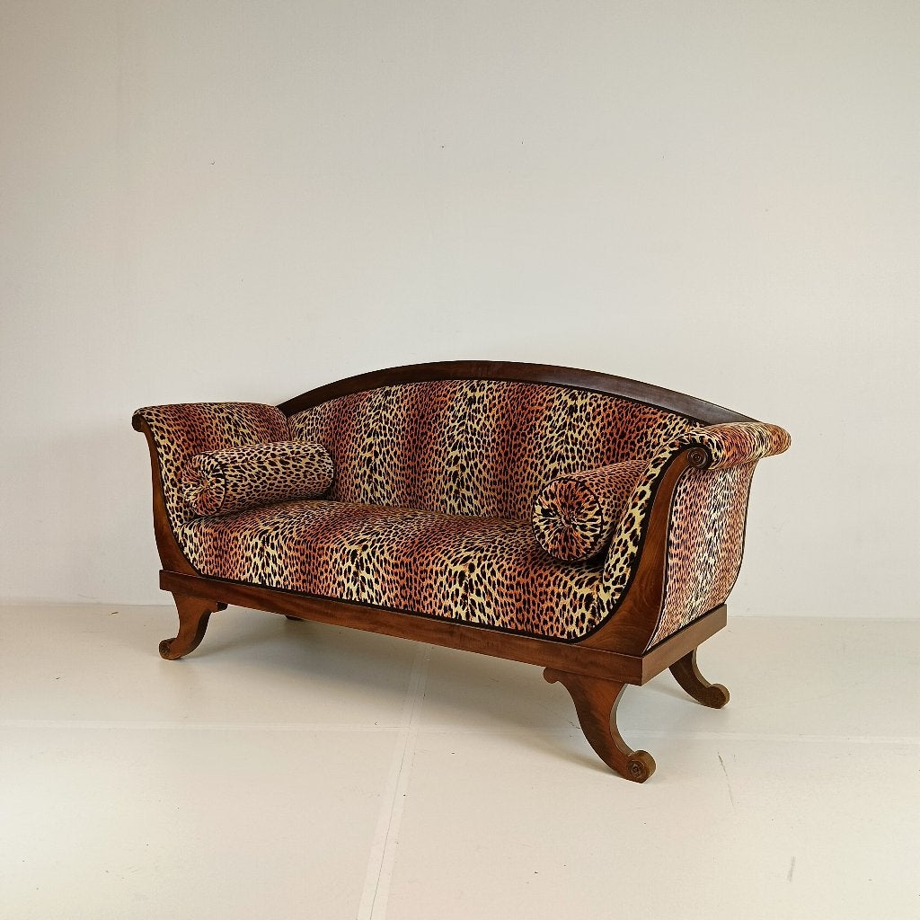 antieke Biedermeier Sofa met Luipaard Trim, Ophalen of Verzenden