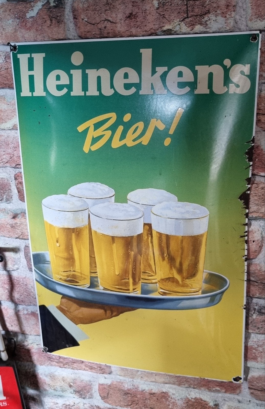 Emaille reclamebord Heineken bier bord mancave, Ophalen of Verzenden, Gebruikt, Reclamebord