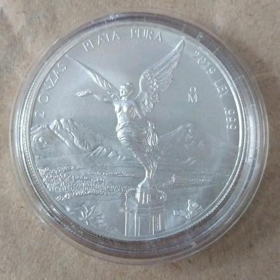 2 oz zilver Libertad Plata Pura munt van 2019 uit Mexico, Ophalen of Verzenden, Zilver