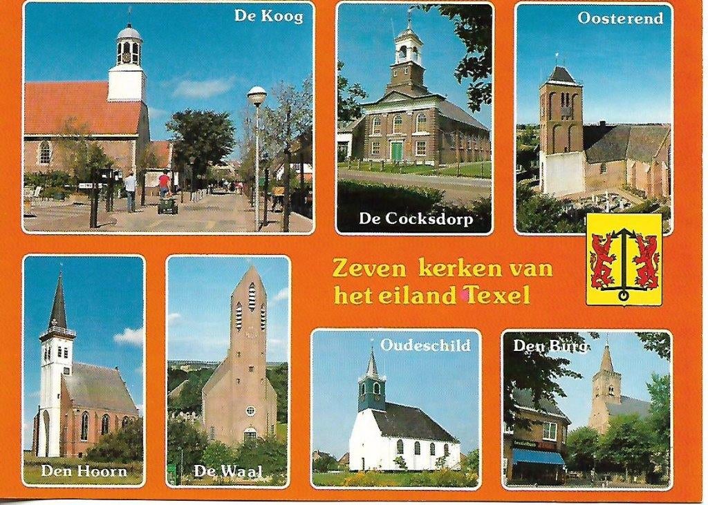 Texel- -7-luik, kerken., Verzenden, 1980 tot heden, Ongelopen, Waddeneilanden