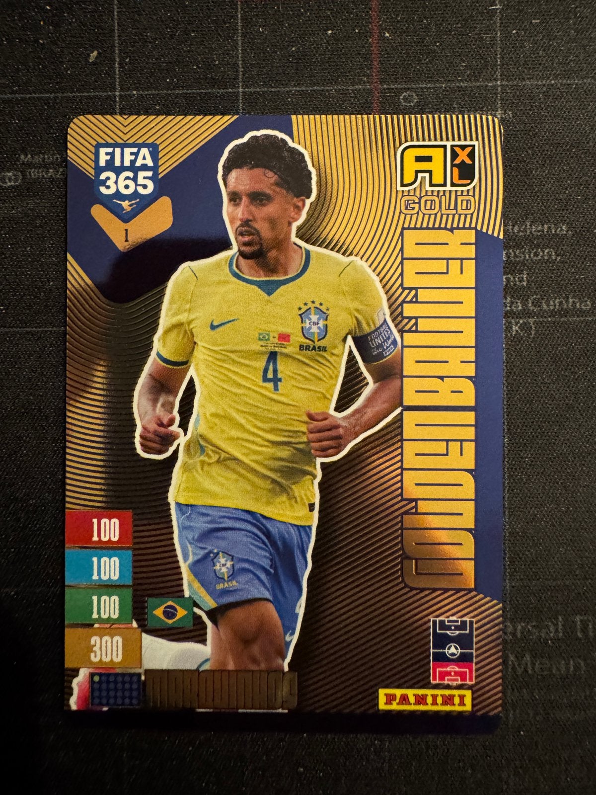 Panini FIFA 365 Adrenalyn XL 2027 – Marquinhos Golden Baller, Ophalen of Verzenden, Zo goed als nieuw, Plaatje