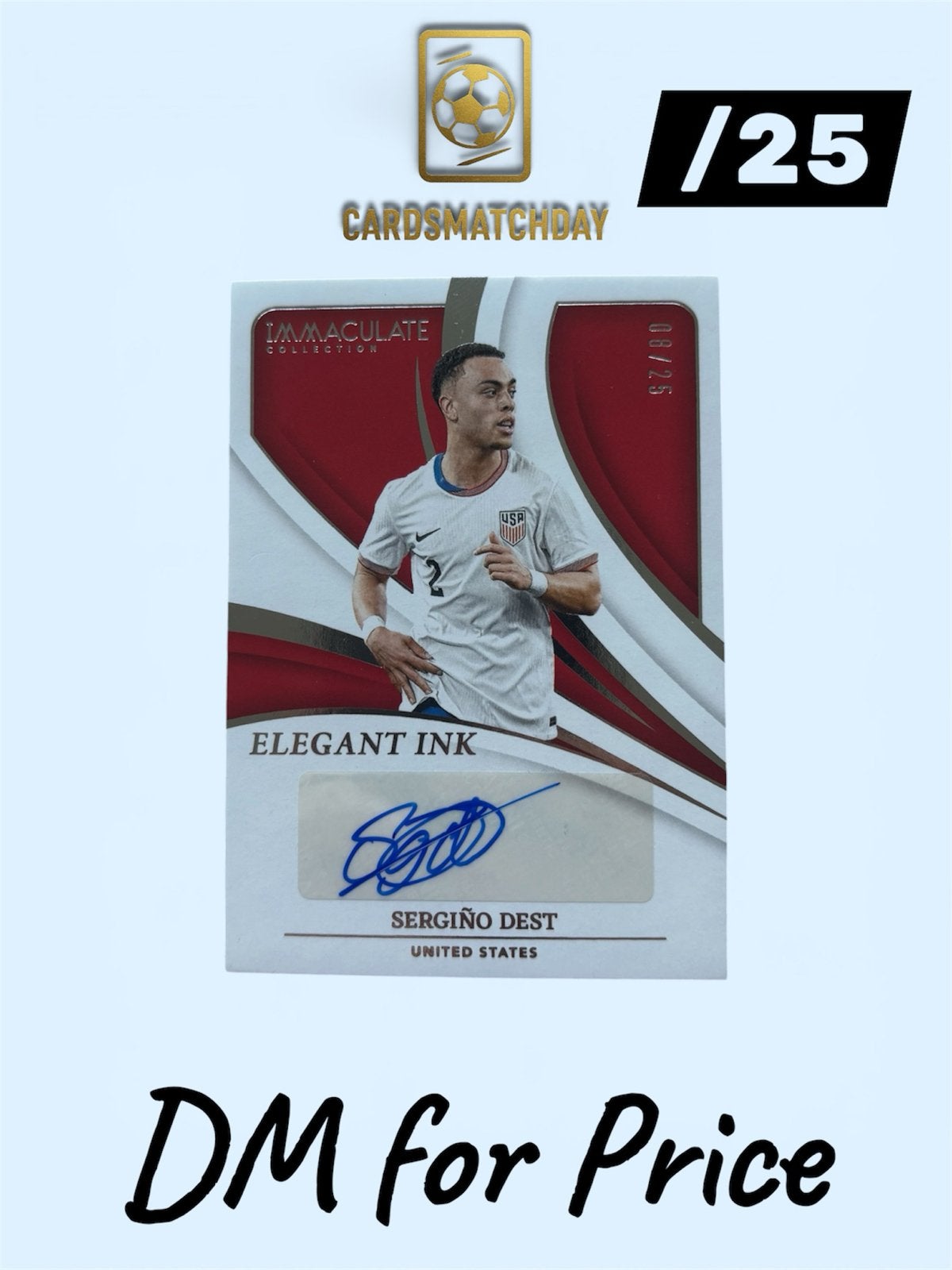 Sergiño Dest Immaculate Auto /25 Elegant Handtekening kaart, Ophalen of Verzenden, Zo goed als nieuw, Buitenlandse clubs, Spelerskaart