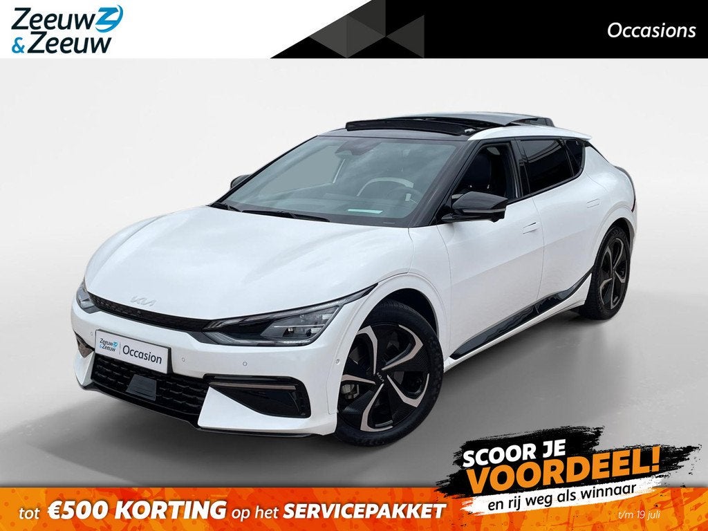 Kia EV6 GT-Line AWD 77.4 kWh *Navi+360Camera*Schuif/kantelda, Auto's, Kia, Automaat, Gebruikt, Parkeerassistent, Wit