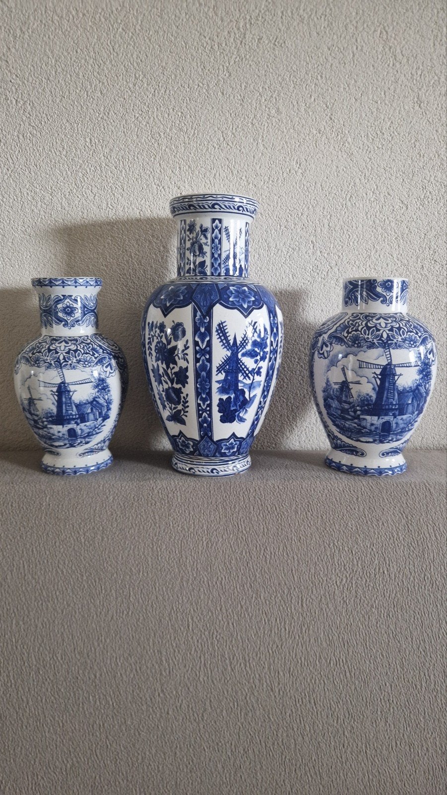 Set van 3 Delft Blauw Vazen met Deksel - Opruiming!, Ophalen