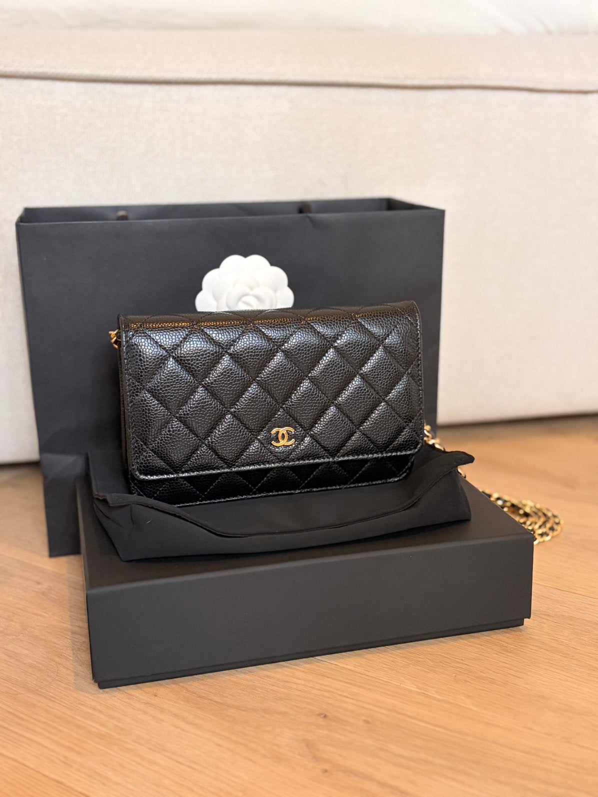 Chanel Wallet on Chain caviar leather, Sieraden, Tassen en Uiterlijk, Tassen | Damestassen, Ophalen, Zo goed als nieuw, Zwart