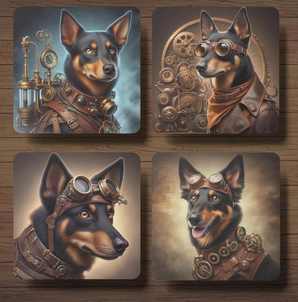 Kelpie Steampunk onderzetters met houder, Ophalen of Verzenden, Nieuw