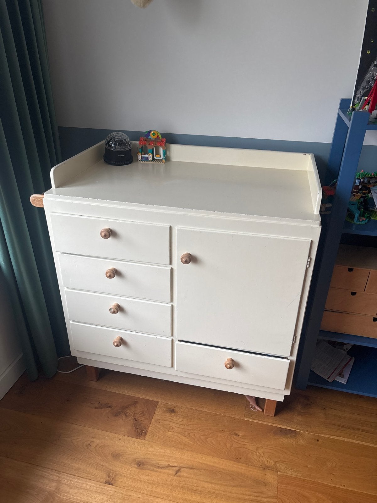 Commode met lades en kastje - Crème wit, Ophalen, Gebruikt, 50 tot 70 cm, 75 tot 100 cm