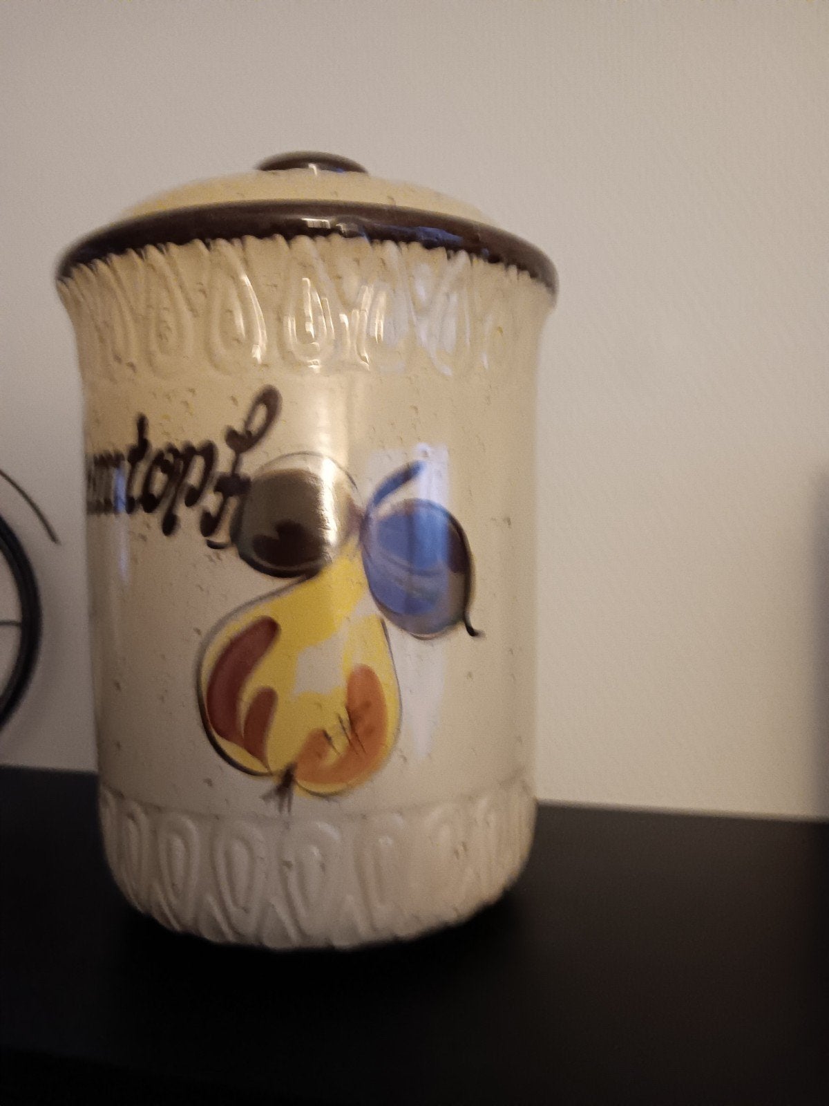 Vintage Rumtopf met fruitdecoratie, Antiek en Kunst, Antiek | Keramiek en Aardewerk, Ophalen of Verzenden